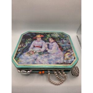 J21. Vintage Russell Stover Renoir Candy Tin with 2.25 lbs Mixed Costume Jewelry